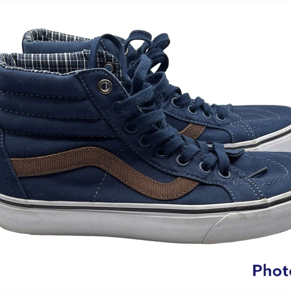Vans Old Skool High Tops - Blue and Brown Size 7.5